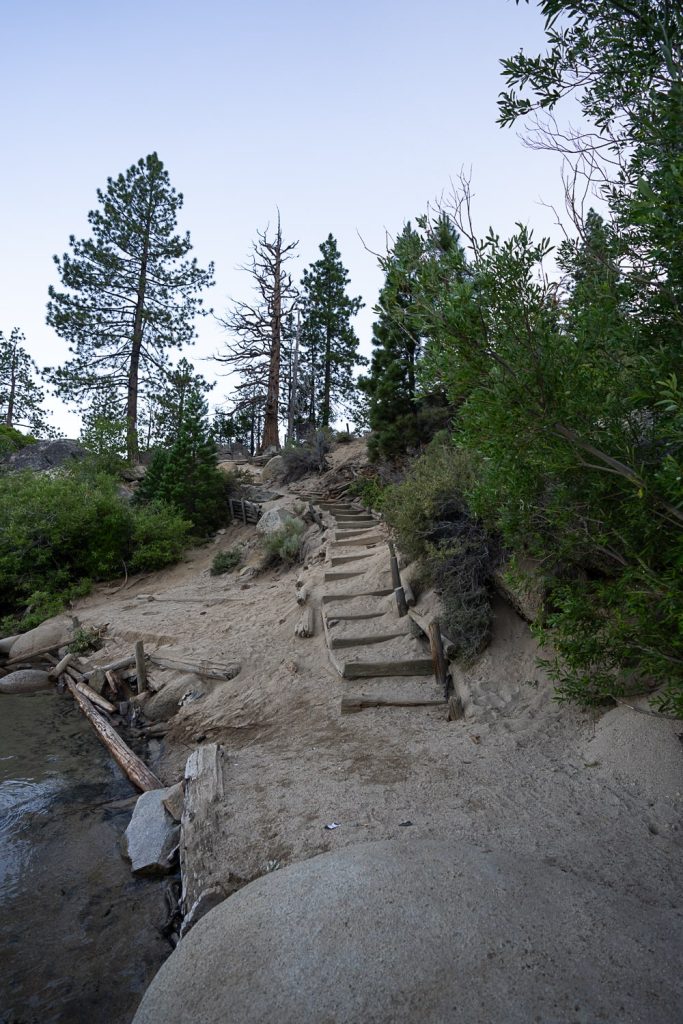 stairs down to Secret Cove Lake Tahoe