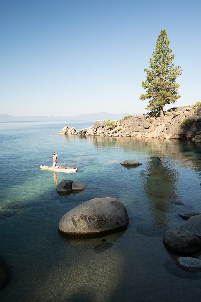 Girl on paddle board in Lake Tahoe
